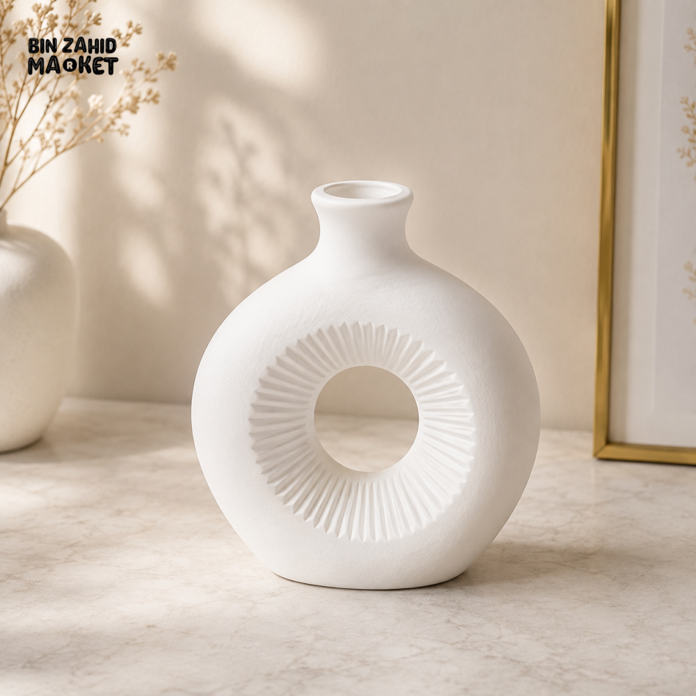 MODERN HOLLOW ROUND CERAMIC DECORATIVE VASE