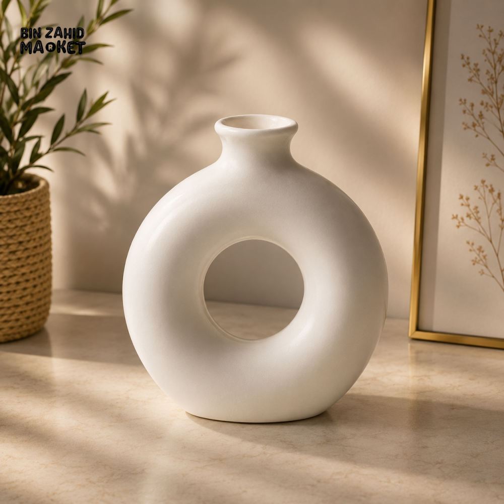 MODERN HOLLOW ROUND CERAMIC DECORATIVE VASE