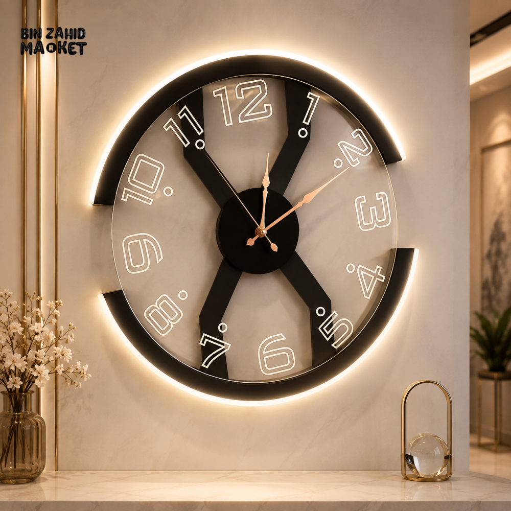 MODERN LED ILLUMINATED ROUND WALL CLOCK