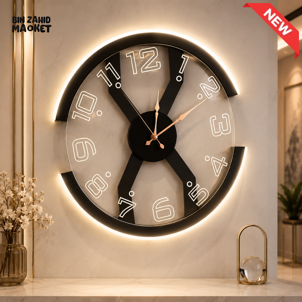 MODERN LED ILLUMINATED ROUND WALL CLOCK