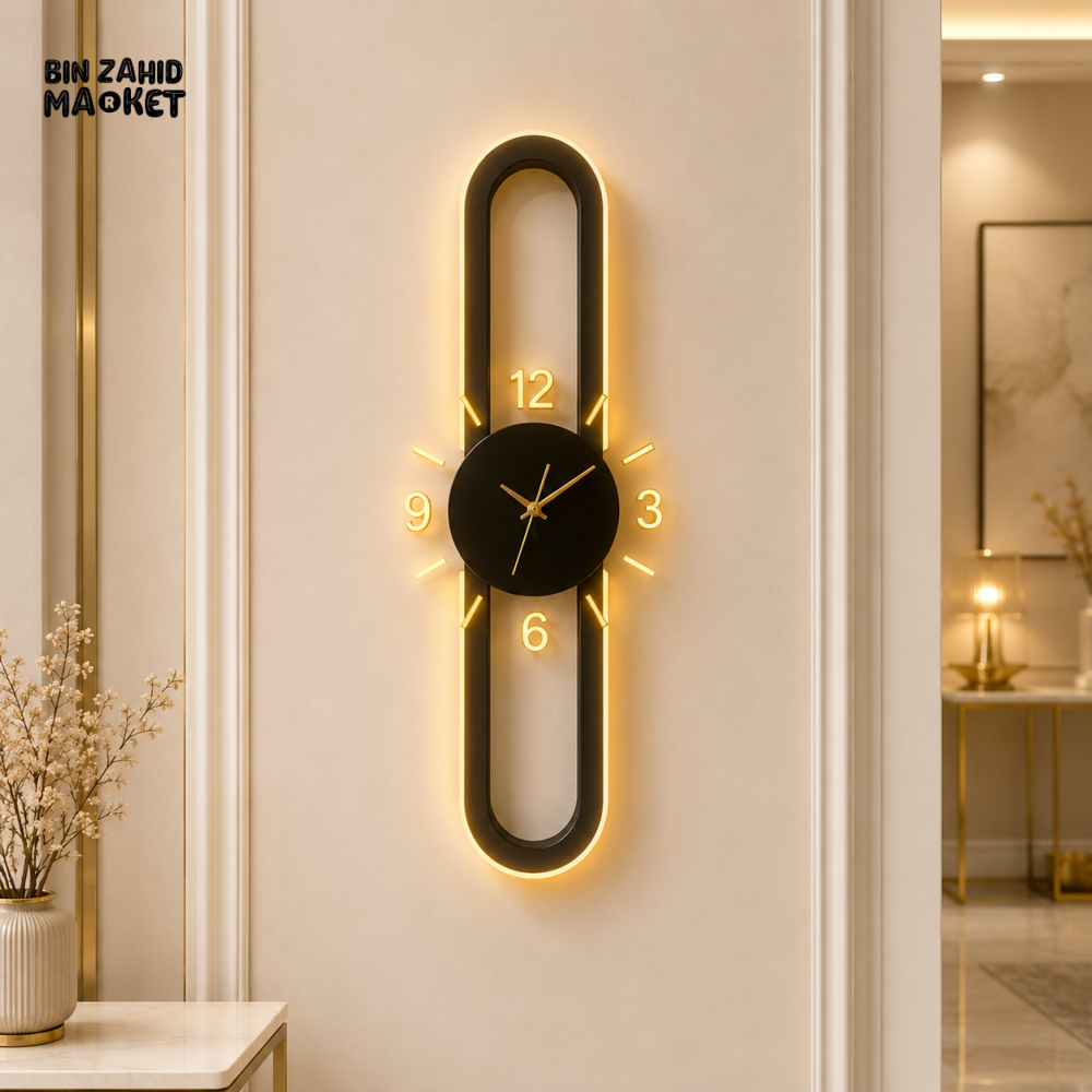 MODERN LED OVAL DESIGN WALL CLOCK - Medium 12x24 inches