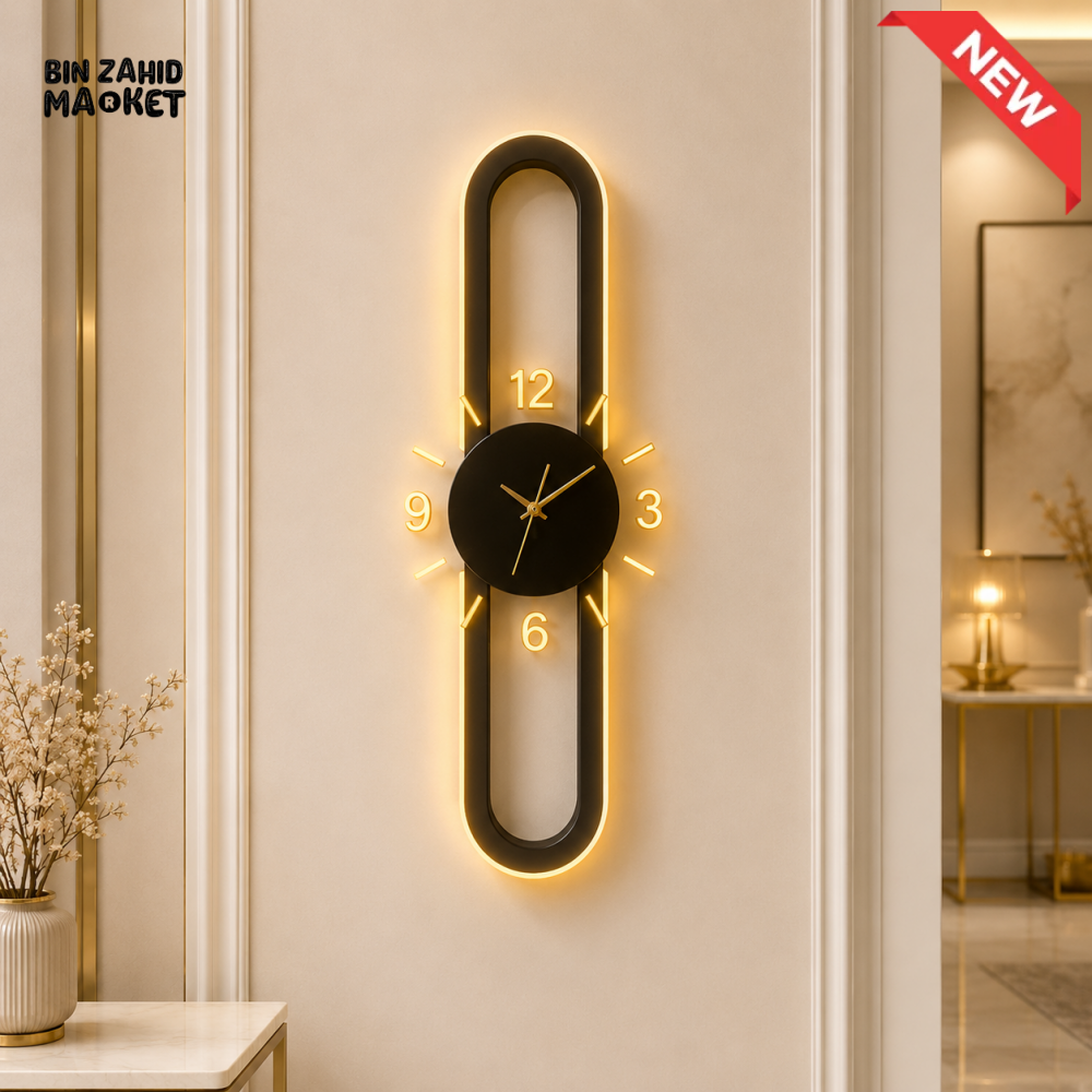MODERN LED OVAL DESIGN WALL CLOCK - Medium 12x24 inches
