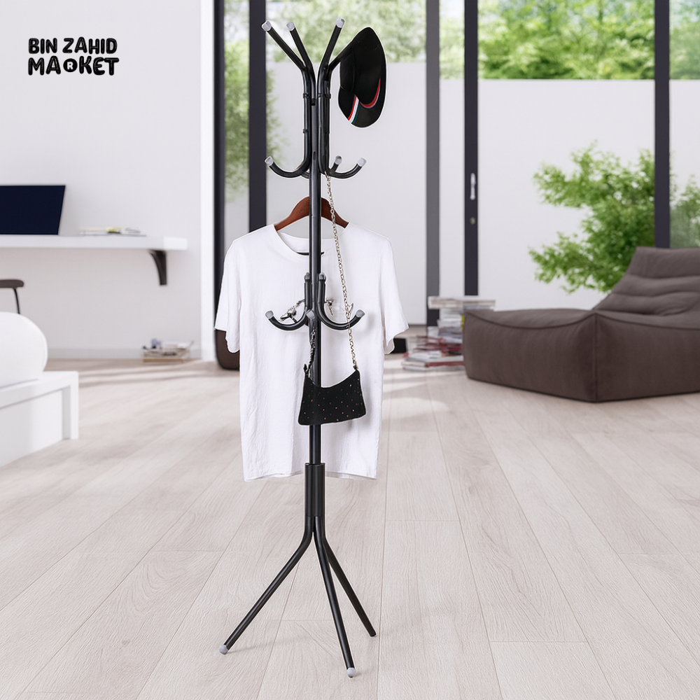 MODERN METAL COAT STAND – MULTI-LAYER HOOK DESIGN FOR LIVING ROOM & BEDROOM