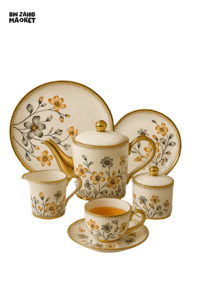 MODERN PRINTED 24 PIECES BONE CHINA TEA SET – LUXURY TEA CUP & SAUCER SET - 2806-001