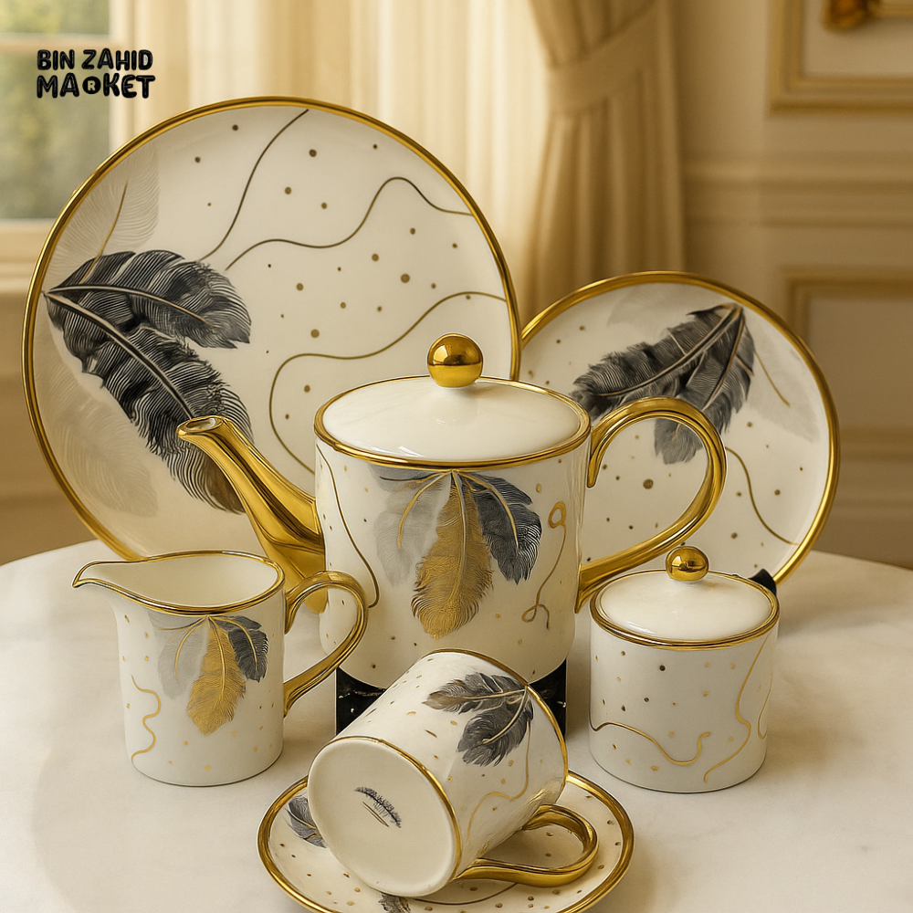 MODERN PRINTED 24 PIECES BONE CHINA TEA SET – LUXURY TEA CUP & SAUCER SET - 2806-002