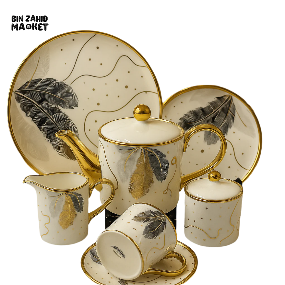 MODERN PRINTED 24 PIECES BONE CHINA TEA SET – LUXURY TEA CUP & SAUCER SET - 2806-002