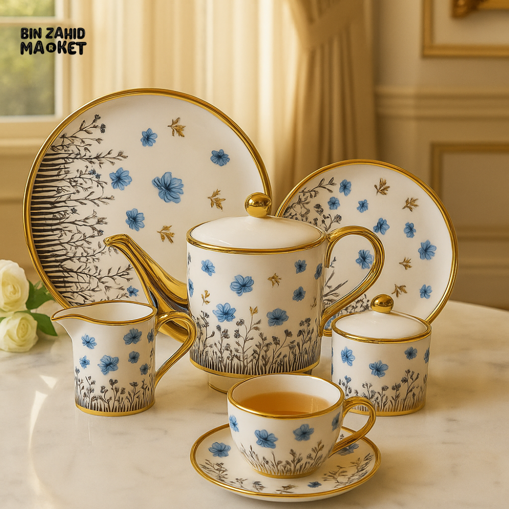 MODERN PRINTED 24 PIECES BONE CHINA TEA SET – LUXURY TEA CUP & SAUCER SET - 2806-003