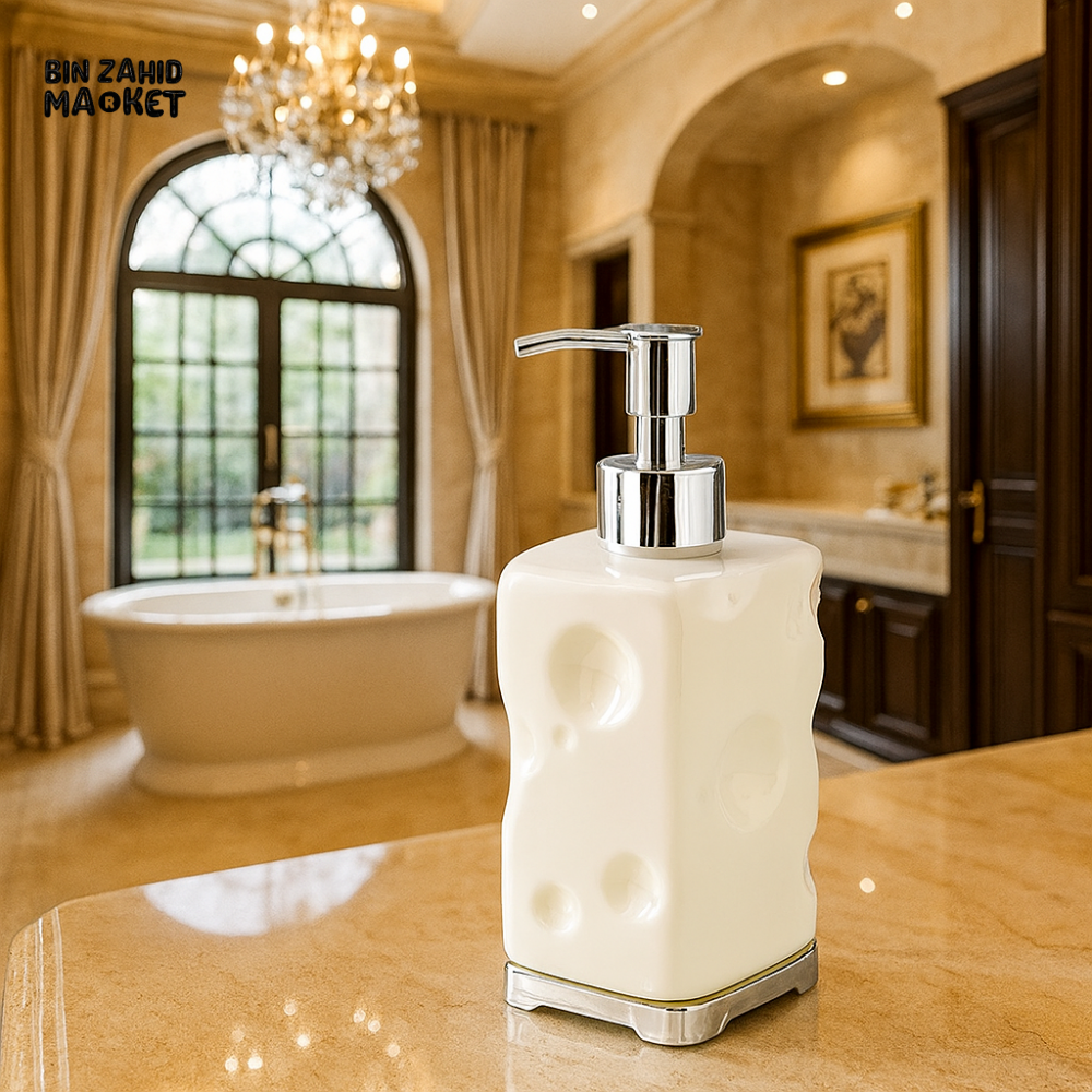 MODERN REUSABLE BATHROOM SOAP DISPENSER – CLEAR REFILLABLE HAND PUMP BOTTLE FOR HOME USE - WHITE