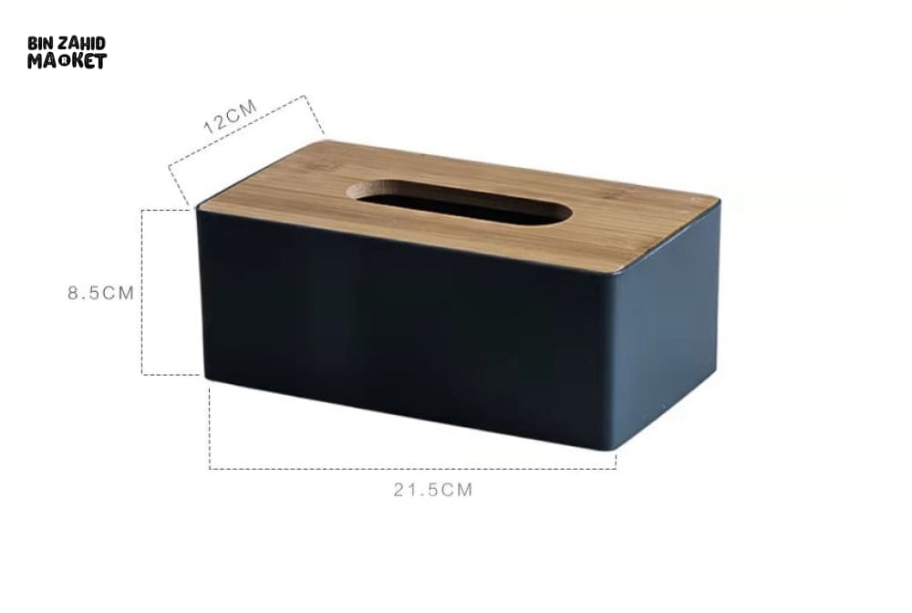MODERN TISSUE HOLDER – DURABLE CONTAINER WITH BAMBOO LID DESKTOP PAPER BOX FOR HOME OFFICE HOTEL