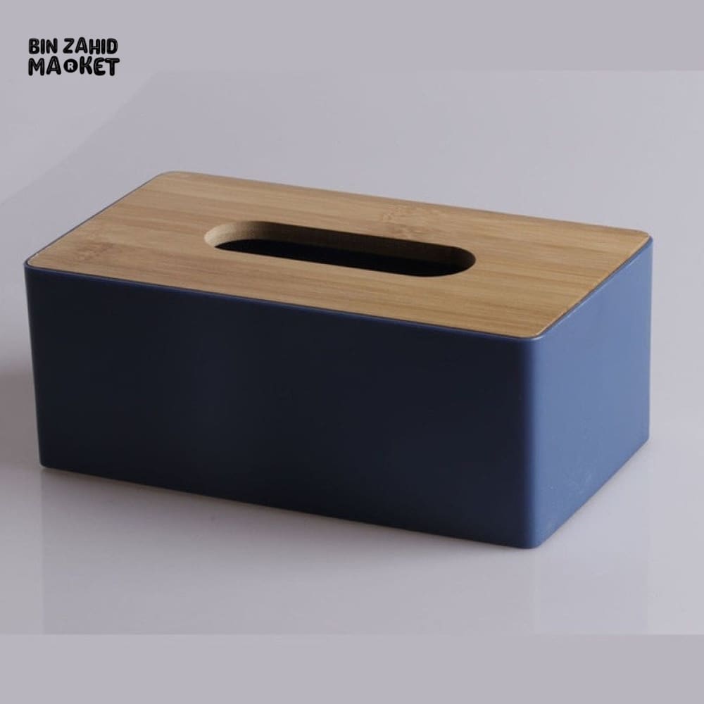 MODERN TISSUE HOLDER – DURABLE CONTAINER WITH BAMBOO LID DESKTOP PAPER BOX FOR HOME OFFICE HOTEL