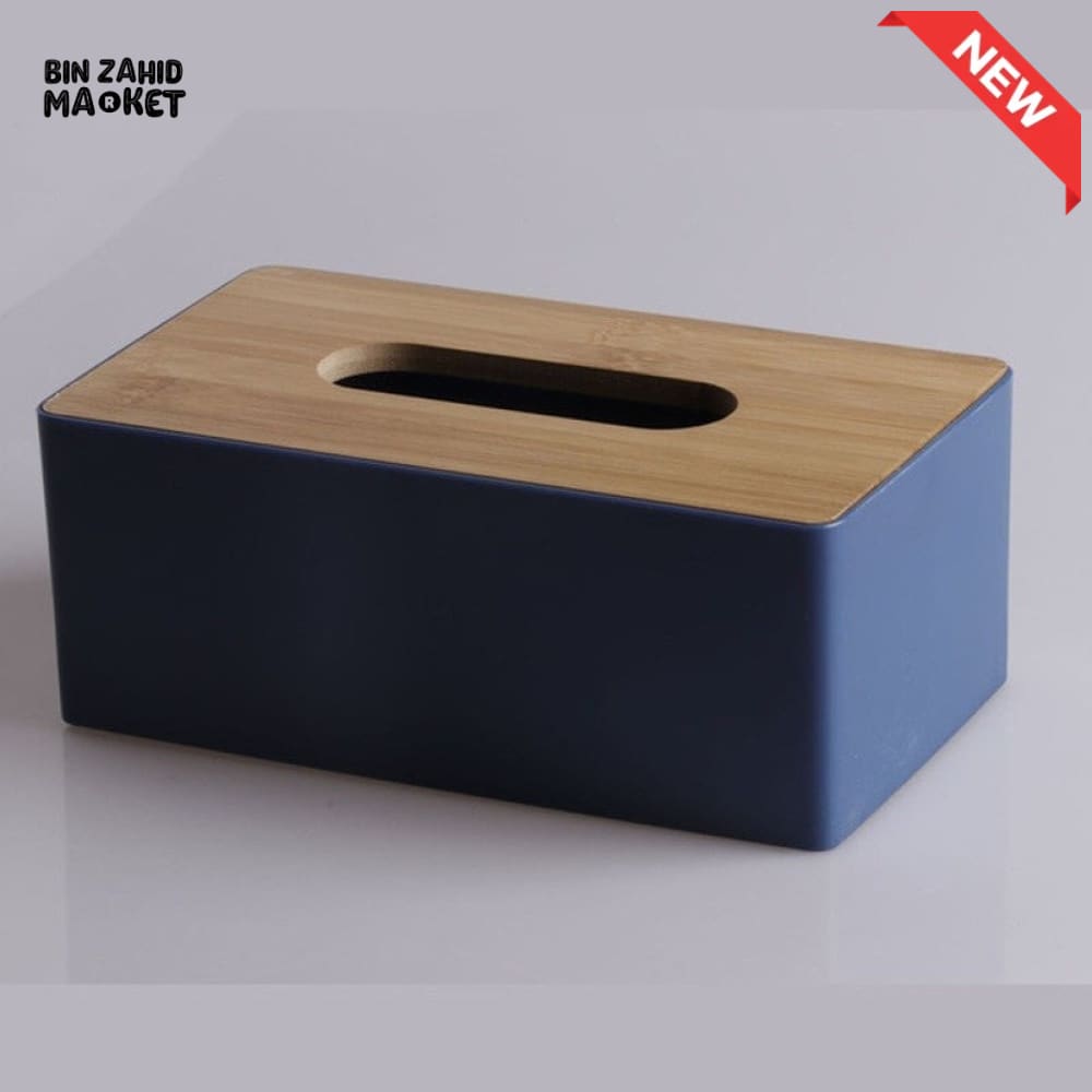 MODERN TISSUE HOLDER – DURABLE CONTAINER WITH BAMBOO LID DESKTOP PAPER BOX FOR HOME OFFICE HOTEL