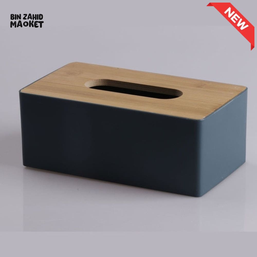 MODERN TISSUE HOLDER – DURABLE CONTAINER WITH BAMBOO LID DESKTOP PAPER BOX FOR HOME OFFICE HOTEL