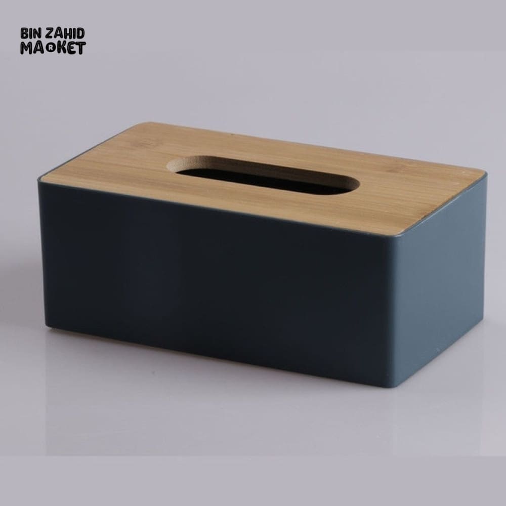 MODERN TISSUE HOLDER – DURABLE CONTAINER WITH BAMBOO LID DESKTOP PAPER BOX FOR HOME OFFICE HOTEL