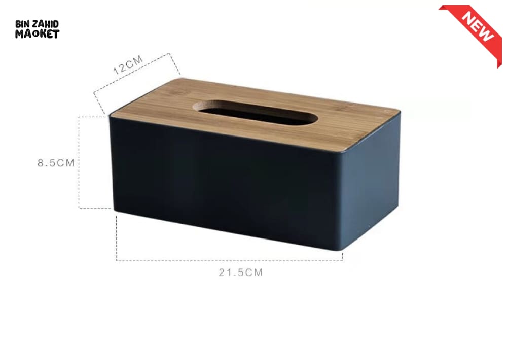 MODERN TISSUE HOLDER – DURABLE CONTAINER WITH BAMBOO LID DESKTOP PAPER BOX FOR HOME OFFICE HOTEL