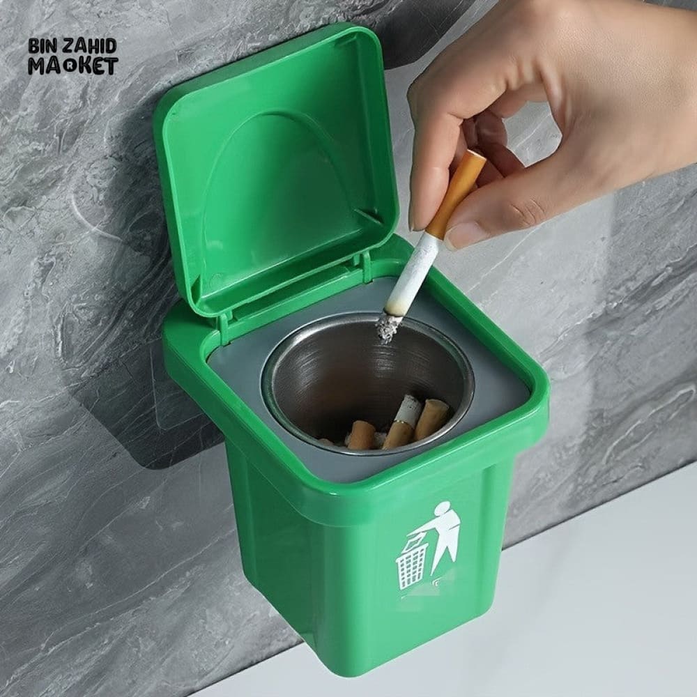 MODERN WALL-MOUNT ASHTRAY – STAINLESS STEEL LIDDED ASH CUP FOR BATHROOM & HOME DECOR