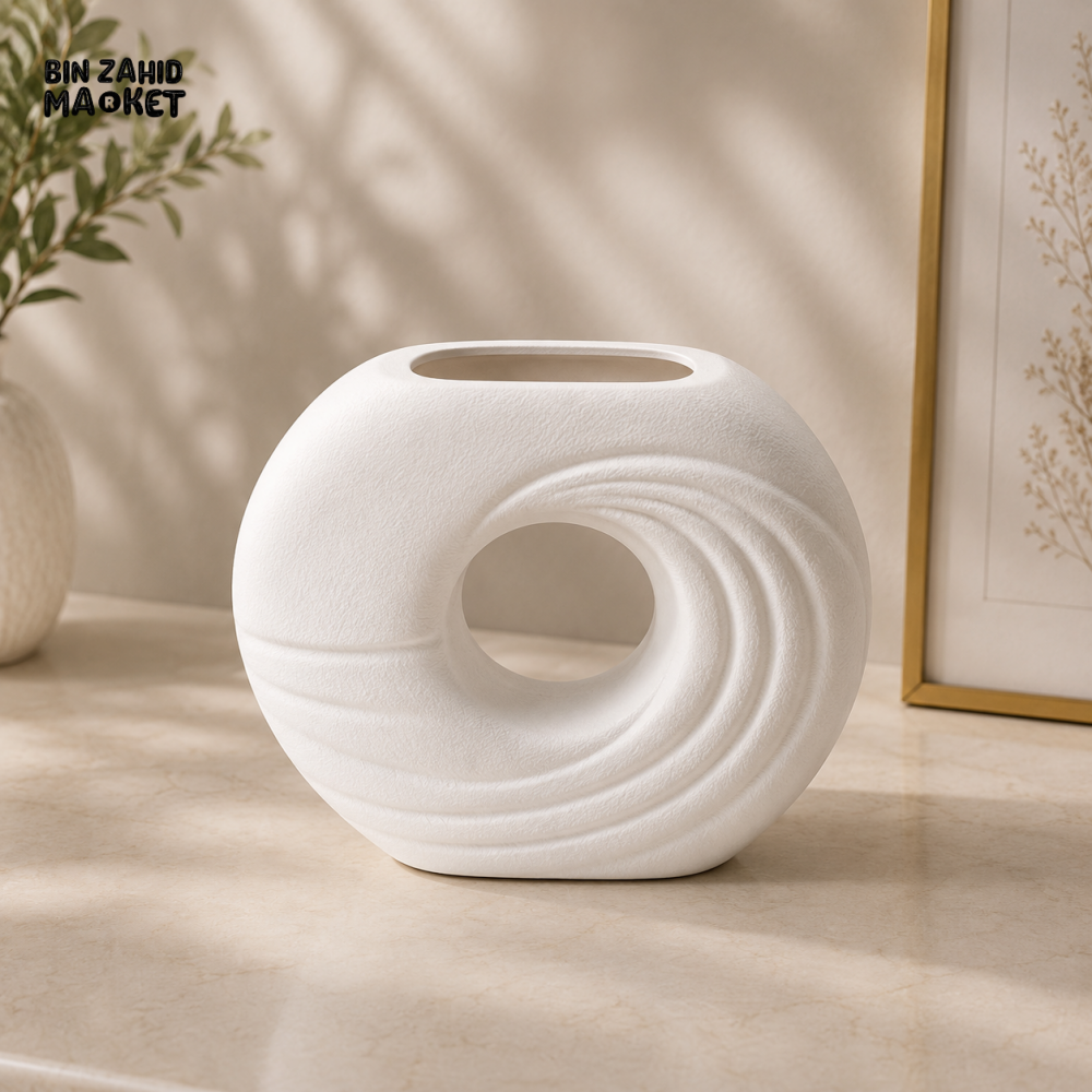 MODERN WAVE HOLLOW CERAMIC DECORATIVE VASE