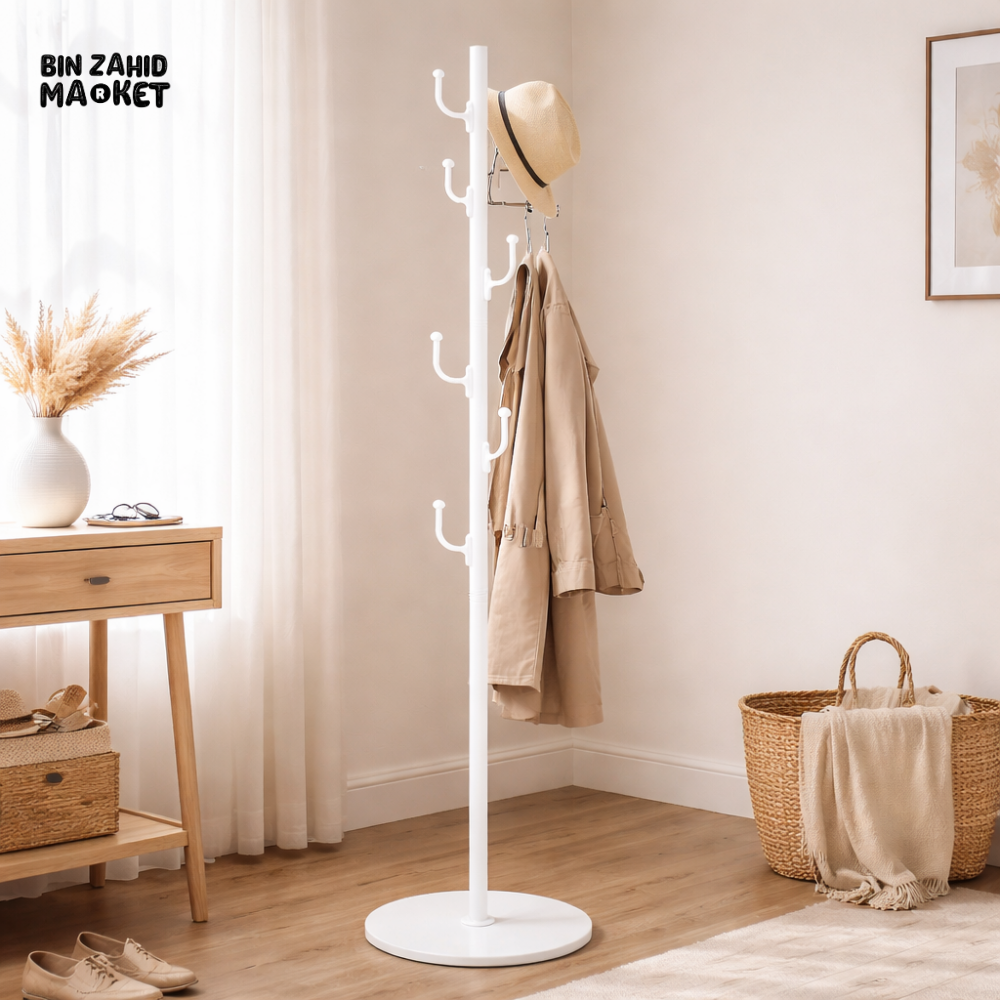 MODERN WHITE FREESTANDING COAT RACK STAND