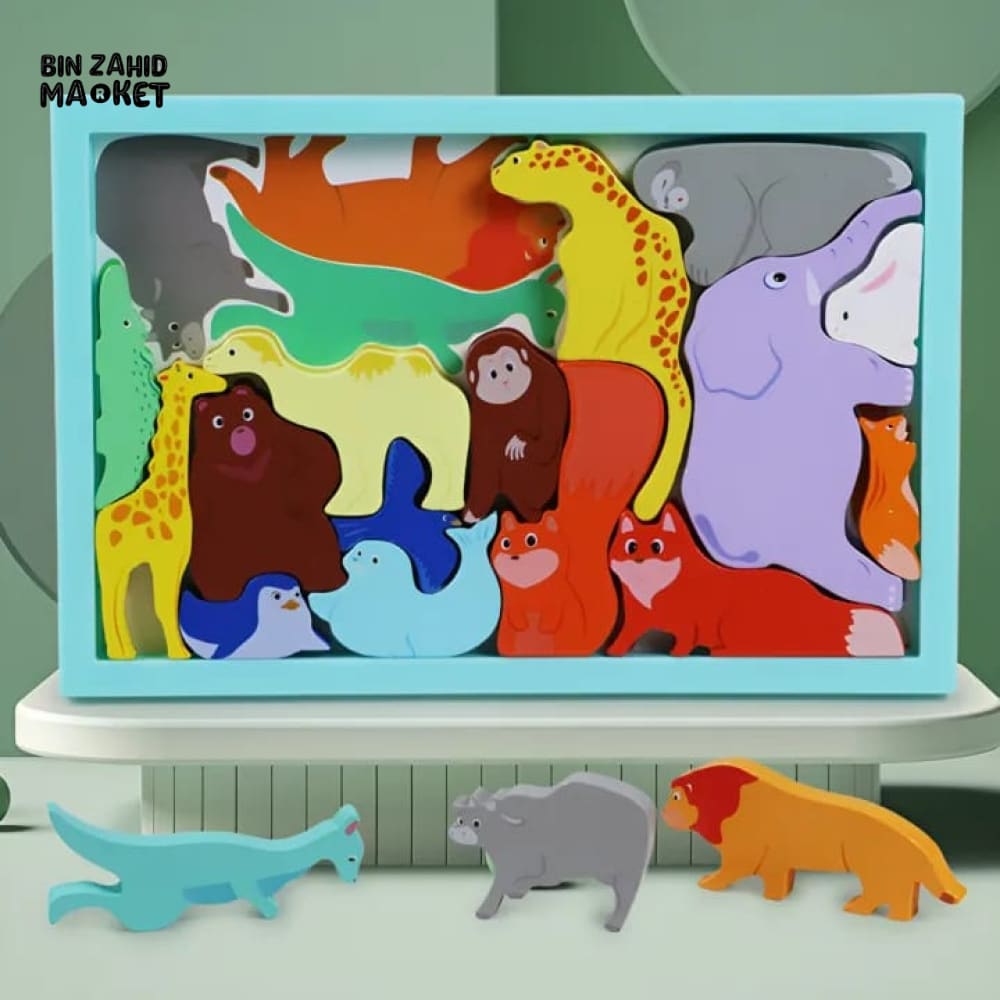 MONTESSORI 3D WOODEN ANIMAL PUZZLE TOY – EARLY EDUCATION TODDLER BLOCK SET