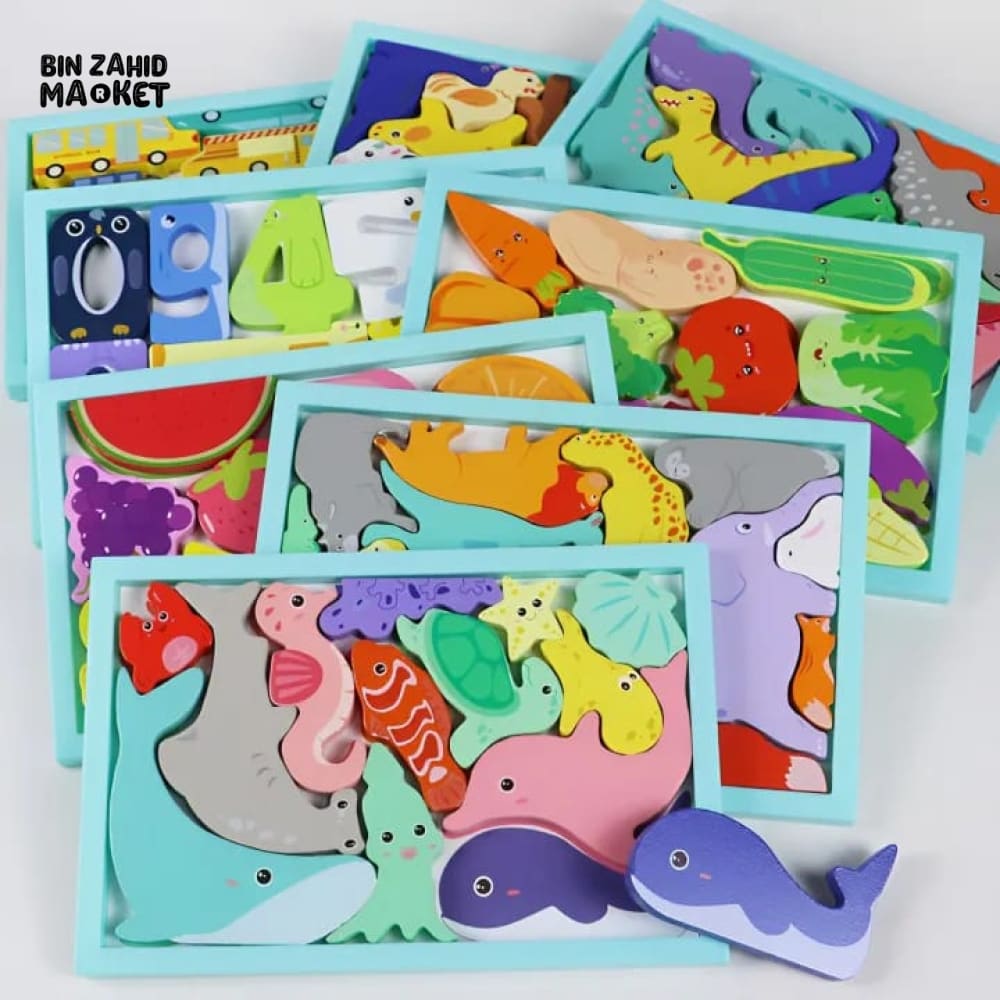 MONTESSORI 3D WOODEN ANIMAL PUZZLE TOY – EARLY EDUCATION TODDLER BLOCK SET