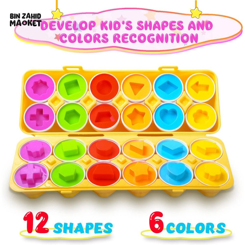 MONTESSORI KIDS LEARNING & MATCHING EGS 12 PIECES
