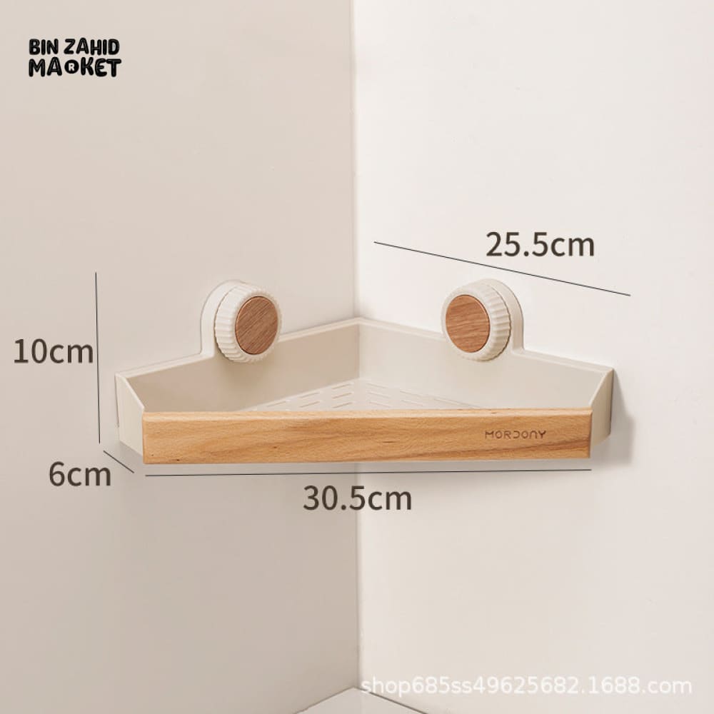 MORDONY NO-DRILL CORNER BATHROOM STORAGE SHELF