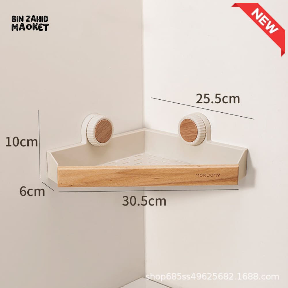 MORDONY NO-DRILL CORNER BATHROOM STORAGE SHELF