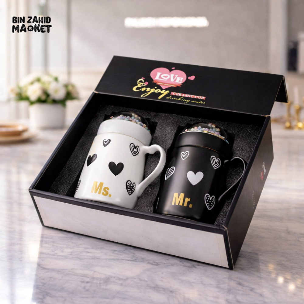 MR & MS CERAMIC MUG GIFT SET WITH LIDS