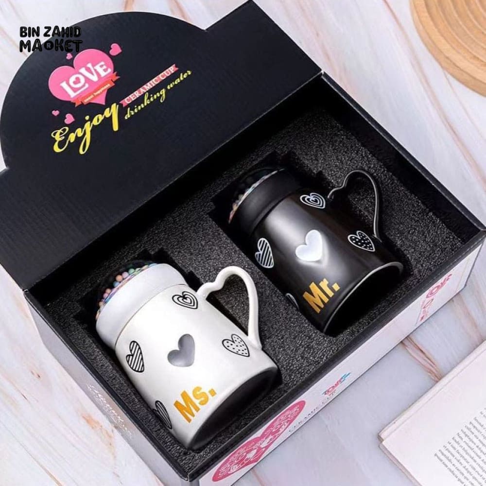 MR & MS COUPLE CERAMIC MUG SET ROMANTIC COFFEE & TEA CUPS