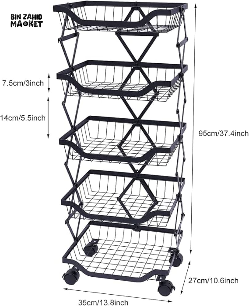 MULT-TIERS STACKABLE STORAGE CART WITH WHEELS