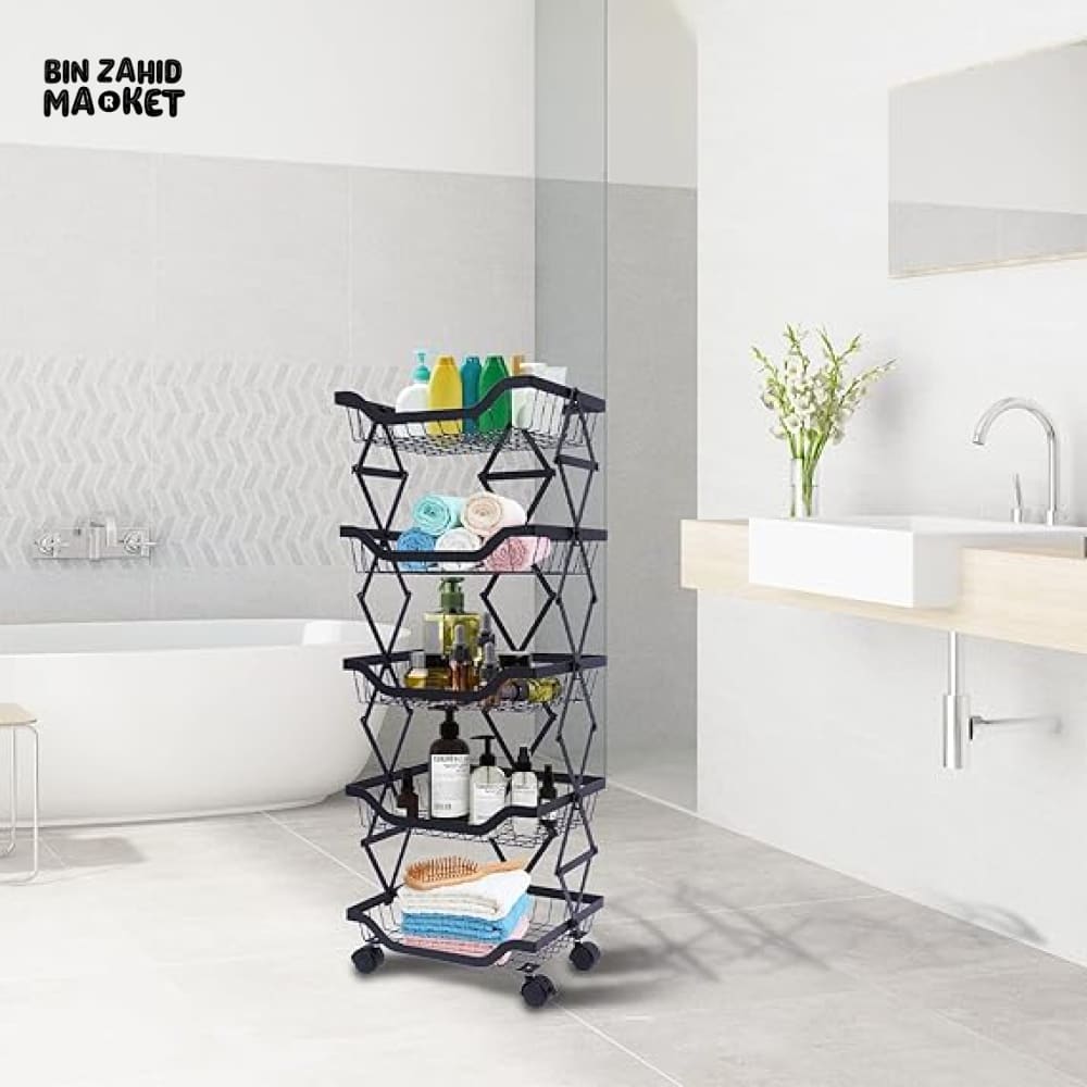 MULT-TIERS STACKABLE STORAGE CART WITH WHEELS