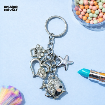 MULTI-CHARM KEYCHAIN – PREMIUM SILVER KEYRING - Key Holders