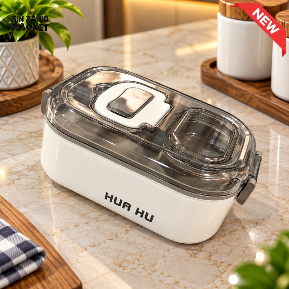 MULTI-COMPARTMENT BENTO LUNCH BOX WITH SPOON & SAUCE CONTAINERS