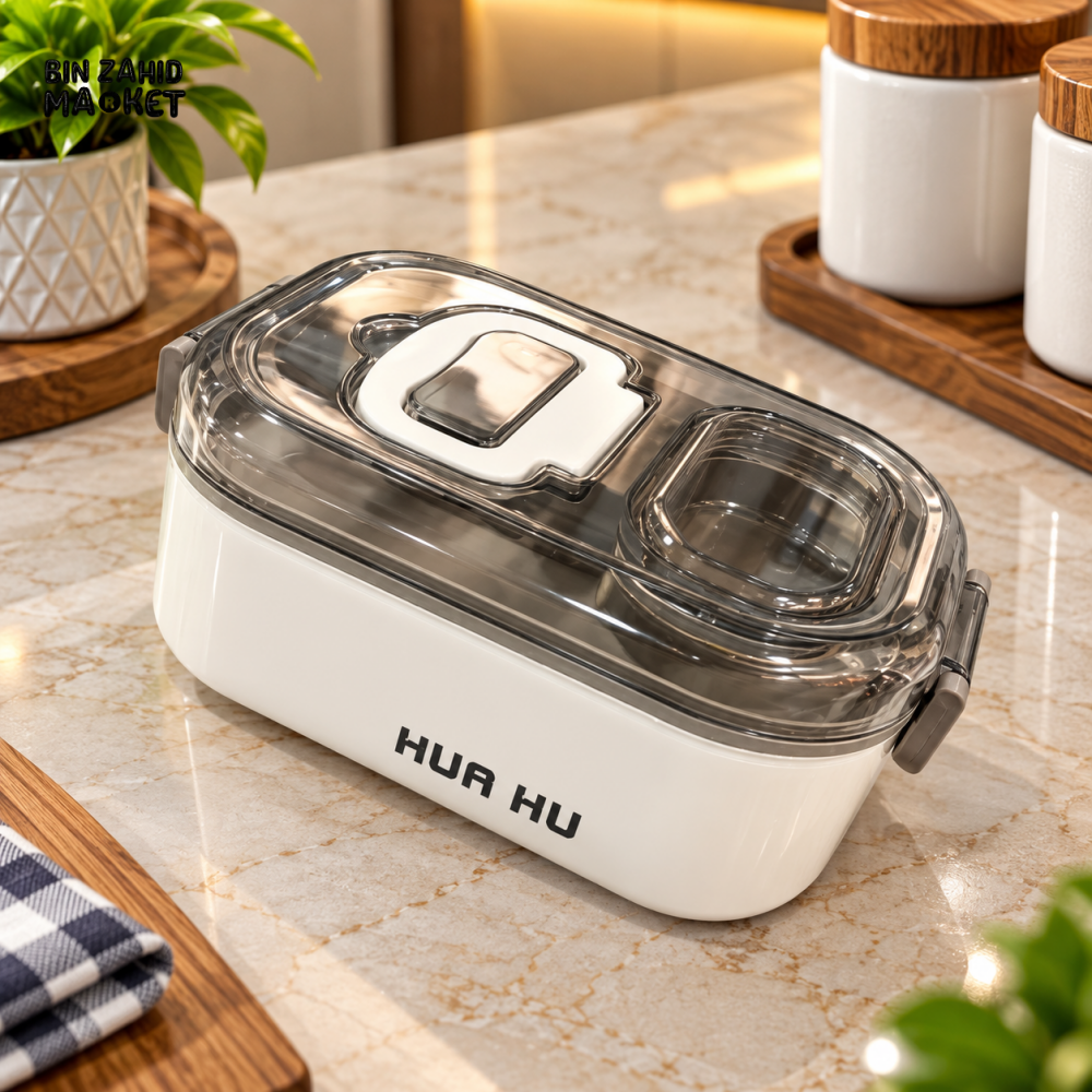 MULTI-COMPARTMENT BENTO LUNCH BOX WITH SPOON & SAUCE CONTAINERS