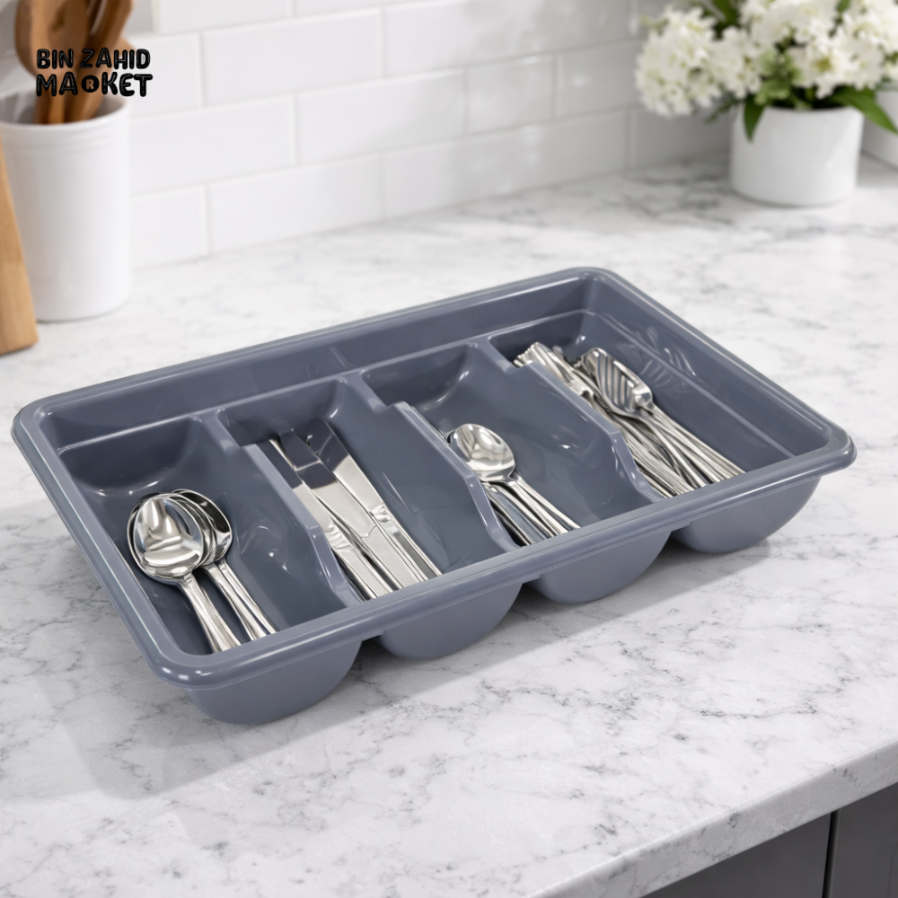 MULTI-COMPARTMENT CUTLERY ORGANIZER TRAY – KITCHEN DRAWER SPOON FORK & KNIFE STORAGE HOLDER