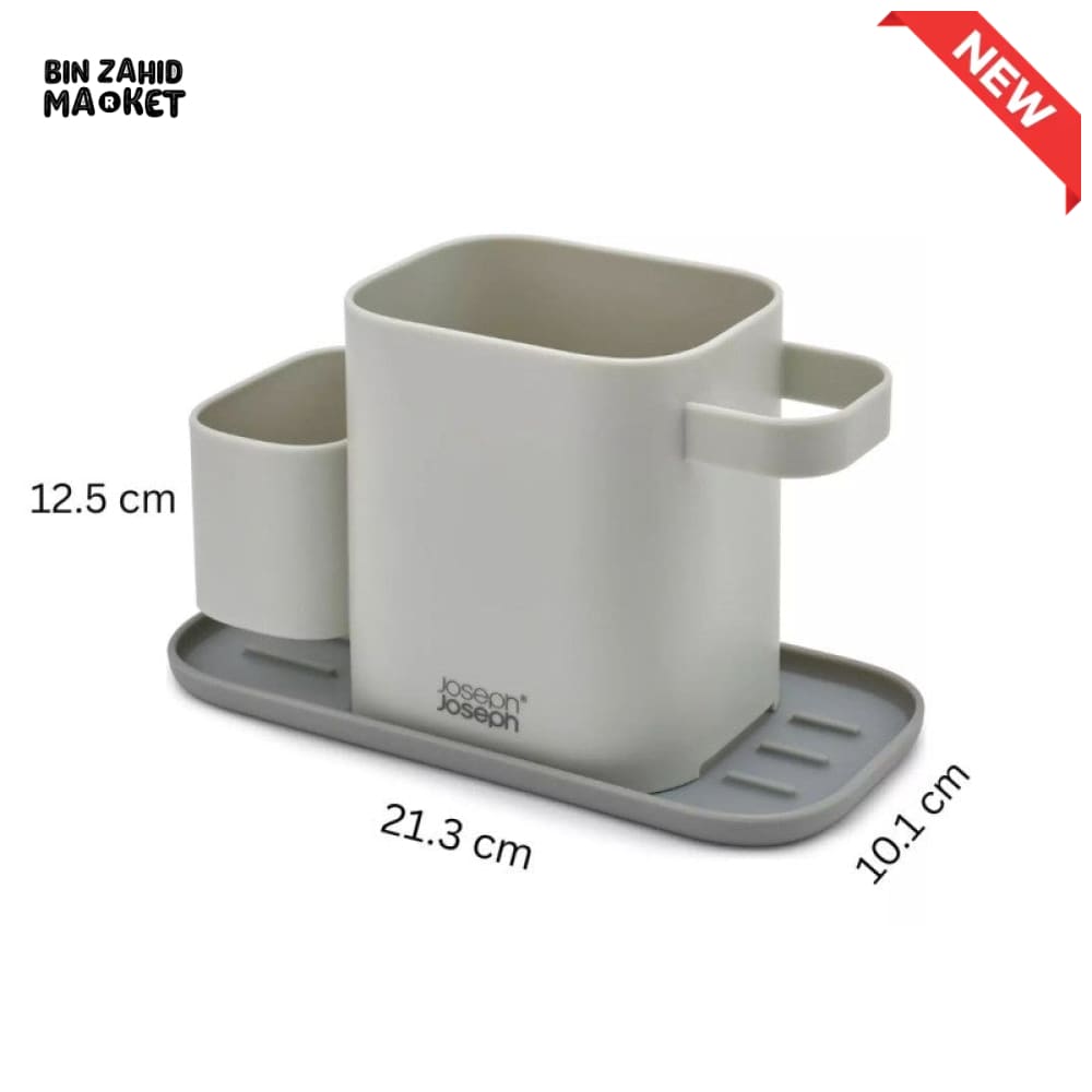 MULTI-COMPARTMENT KITCHEN SINK CADDY ORGANIZER WITH DRAINING TRAY