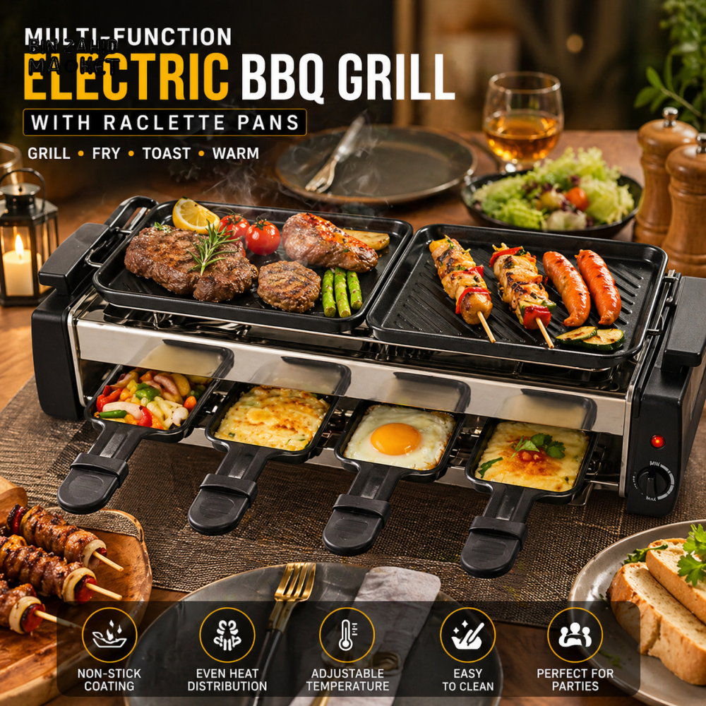MULTI-FUNCTION ELECTRIC BBQ GRILL WITH HOT PLATES
