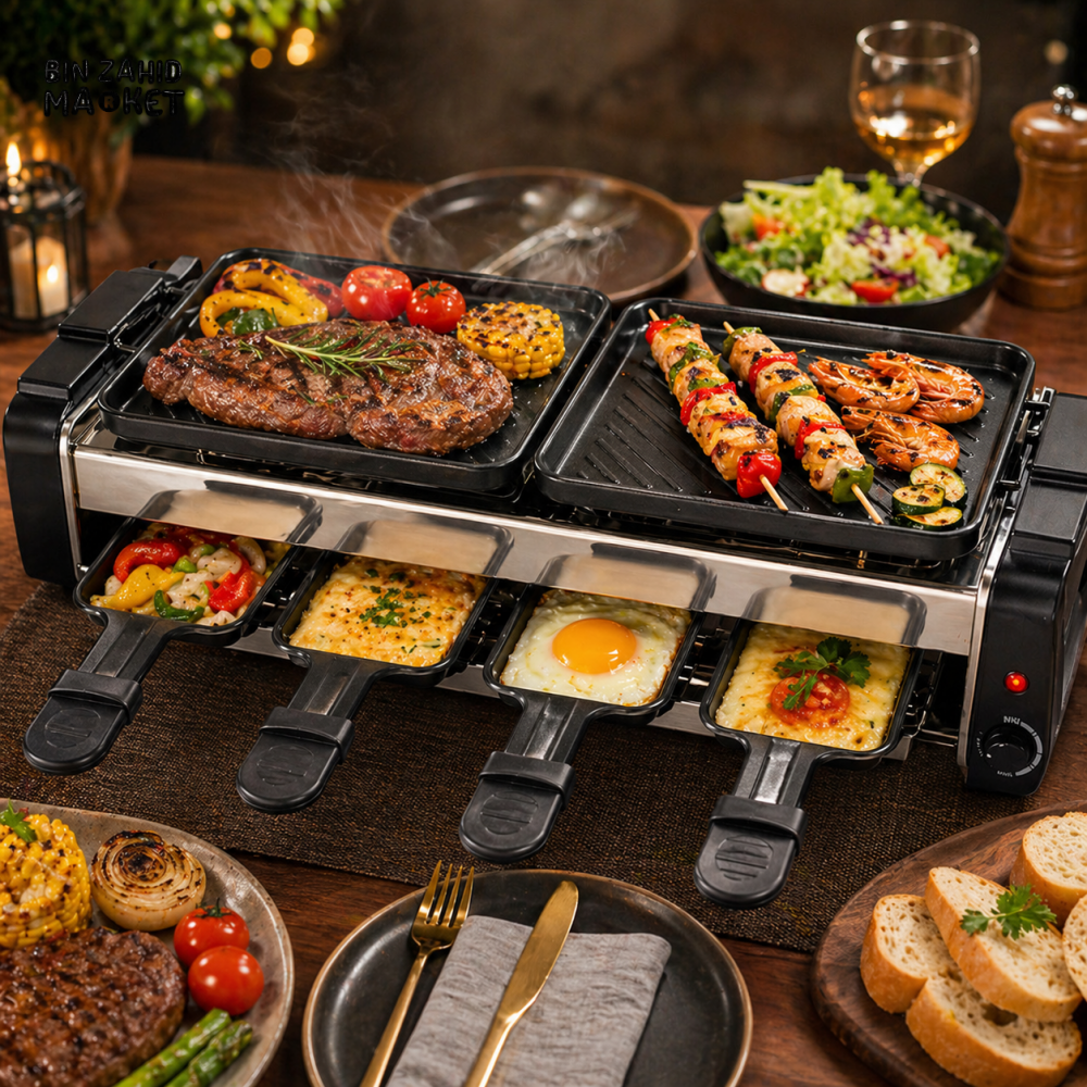 MULTI-FUNCTION ELECTRIC BBQ GRILL WITH HOT PLATES