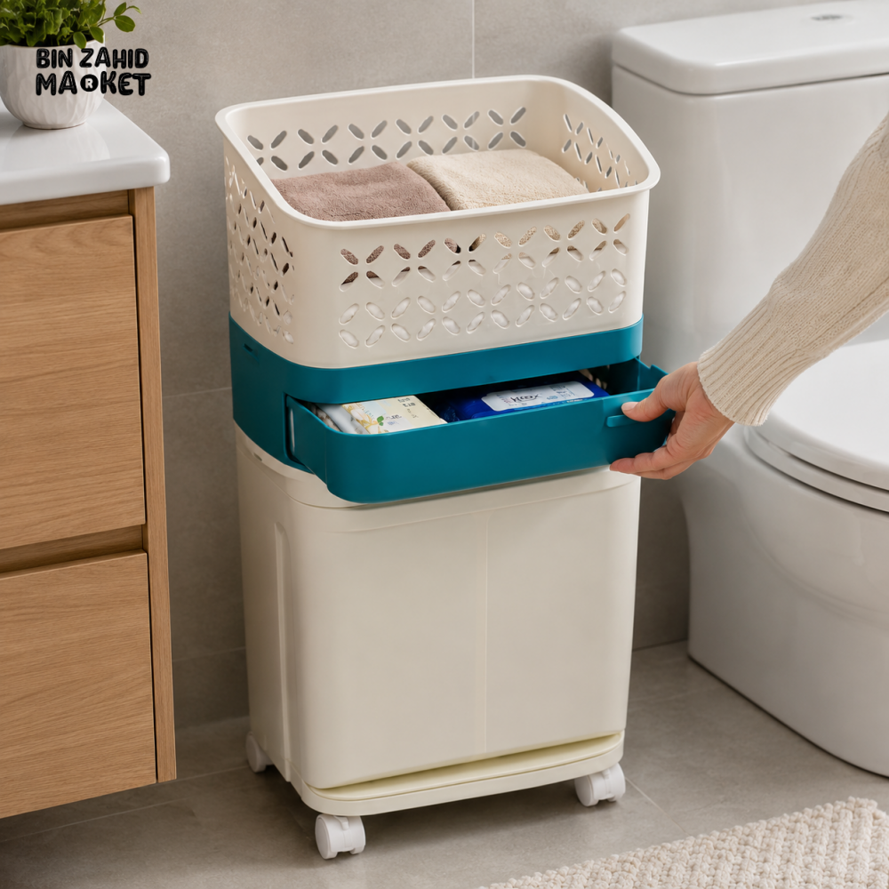 MULTI-FUNCTION ROLLING LAUNDRY STORAGE BASKET