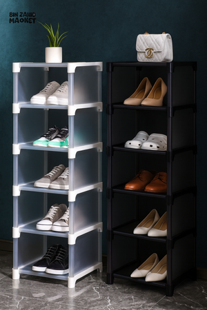 MULTI-LAYER SHOE RACK ORGANIZER – STACKABLE STORAGE SHELVES - 6 LAYERS