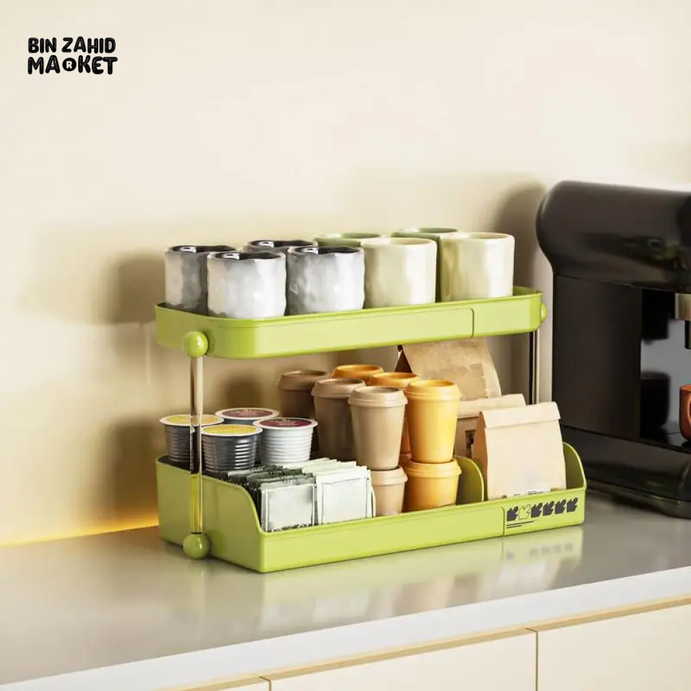 MULTI-LAYER TEA & MUG STORAGE RACK COUNTERTOP ORGANIZER & SPACE-SAVING TEA BAG HOLDER FOR KITCHEN OFFICE & COFFEE BAR