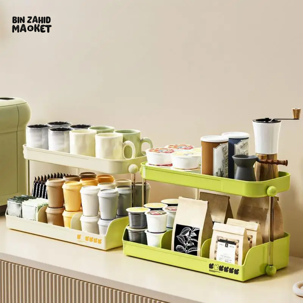 MULTI-LAYER TEA & MUG STORAGE RACK COUNTERTOP ORGANIZER & SPACE-SAVING TEA BAG HOLDER FOR KITCHEN OFFICE & COFFEE BAR