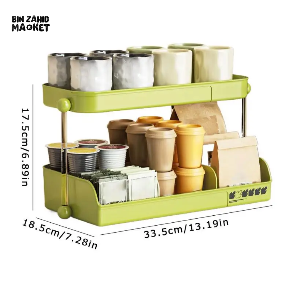 MULTI-LAYER TEA & MUG STORAGE RACK COUNTERTOP ORGANIZER & SPACE-SAVING TEA BAG HOLDER FOR KITCHEN OFFICE & COFFEE BAR