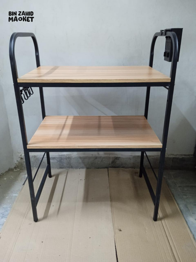 MULTI-PURPOSE 3-TIER KITCHEN MICROWAVE STAND WITH UTENSIL HOOKS
