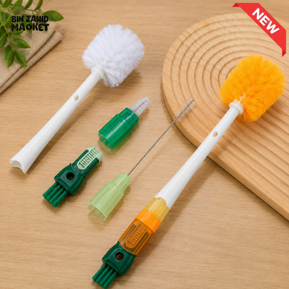 MULTI-PURPOSE BOTTLE CLEANING BRUSH SET WITH INTERCHANGEABLE HEADS