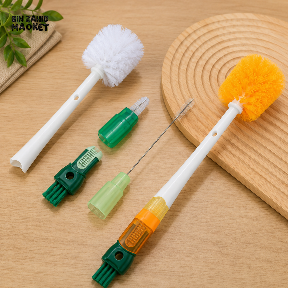 MULTI-PURPOSE BOTTLE CLEANING BRUSH SET WITH INTERCHANGEABLE HEADS