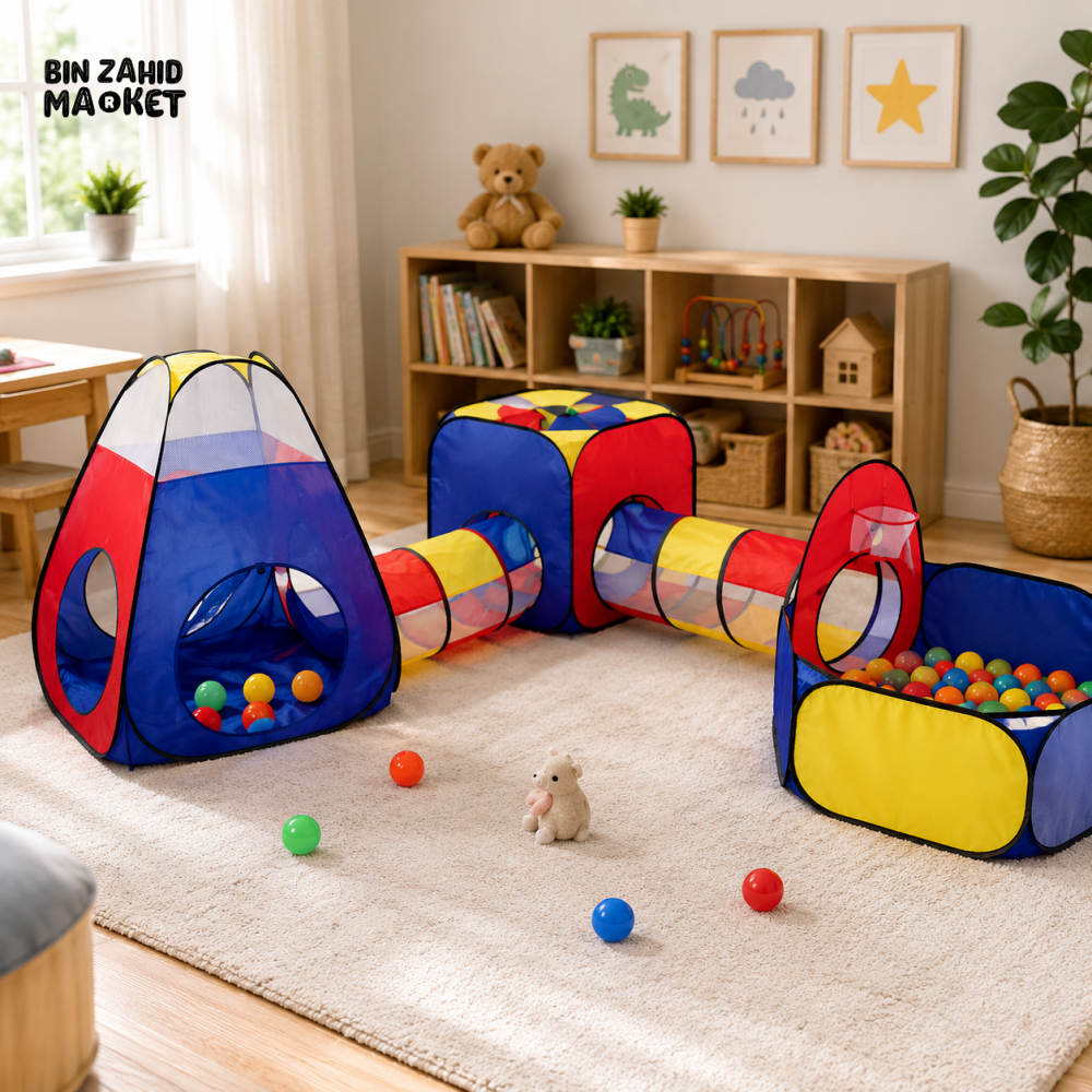 MULTI-SECTION KIDS PLAY TENT WITH TUNNELS