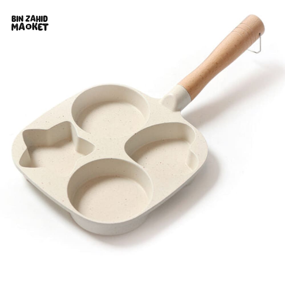MULTI-SHAPE NON-STICK EGG FRYING PAN WITH WOOD HANDLE – BREAKFAST COOKWARE