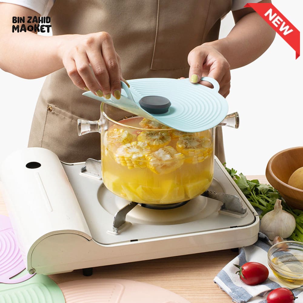 MULTI-SIZE REUSABLE SILICONE POT LID COVER SET – 5 PIECES FOOD FRESHNESS SEALING COVERS