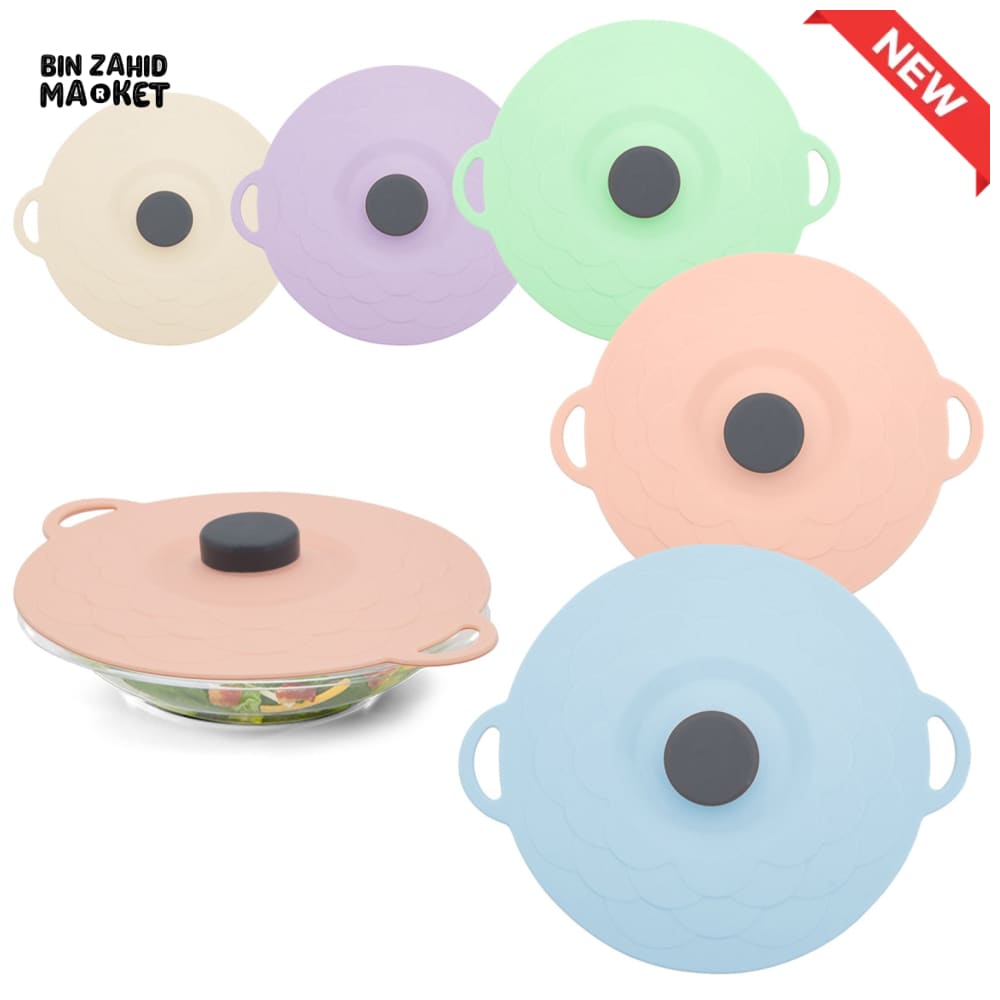 MULTI-SIZE REUSABLE SILICONE POT LID COVER SET – 5 PIECES FOOD FRESHNESS SEALING COVERS