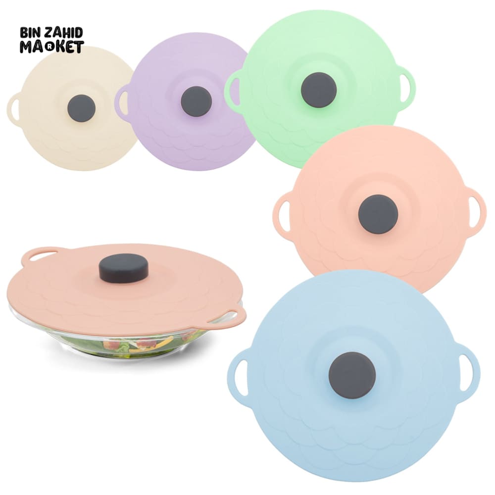 MULTI-SIZE REUSABLE SILICONE POT LID COVER SET – 5 PIECES FOOD FRESHNESS SEALING COVERS